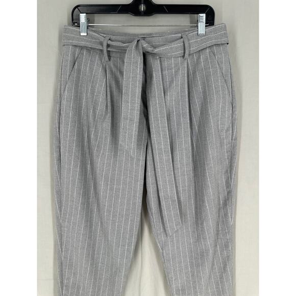 Banana Republic Pants Womens 8 Grey Pinstripes Trouser Pleated Cuffed High Rise - Picture 5 of 11